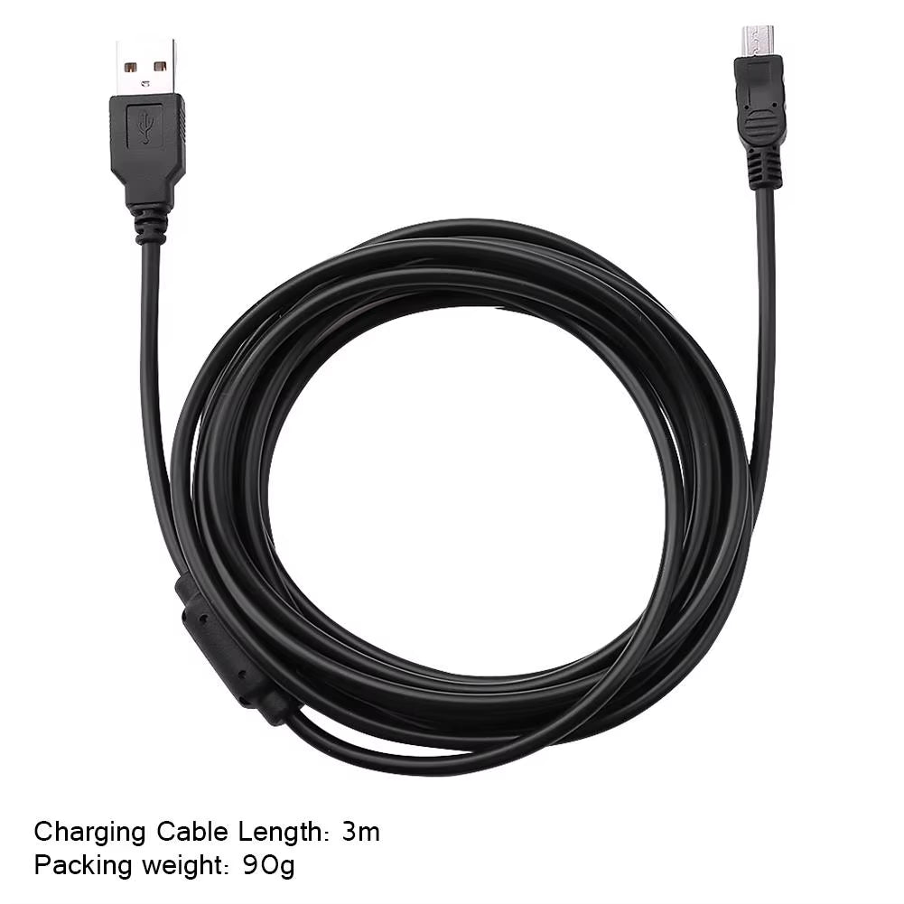 3M Mini USB Cable Power Supply Charge Wire W/Magnetic Ring USB Stable Safety Practical and Durability for Sony PS3 Gamepad