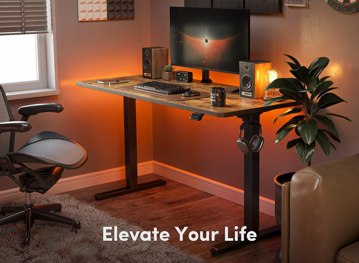 Electric Standing Desk, 40 X 24 Inches Height Adjustable Stand up Desk, Sit Stand Home Office Desk, Computer Desk, Rustic Brown