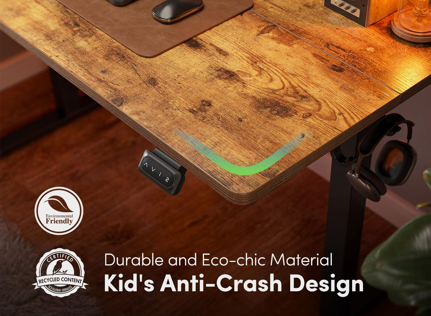 Electric Standing Desk, 40 X 24 Inches Height Adjustable Stand up Desk, Sit Stand Home Office Desk, Computer Desk, Rustic Brown