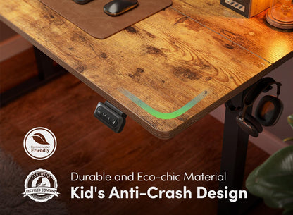 Electric Standing Desk, 40 X 24 Inches Height Adjustable Stand up Desk, Sit Stand Home Office Desk, Computer Desk, Rustic Brown