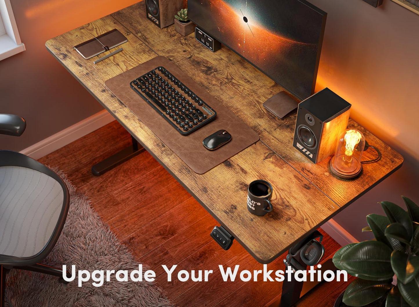 Electric Standing Desk, 40 X 24 Inches Height Adjustable Stand up Desk, Sit Stand Home Office Desk, Computer Desk, Rustic Brown