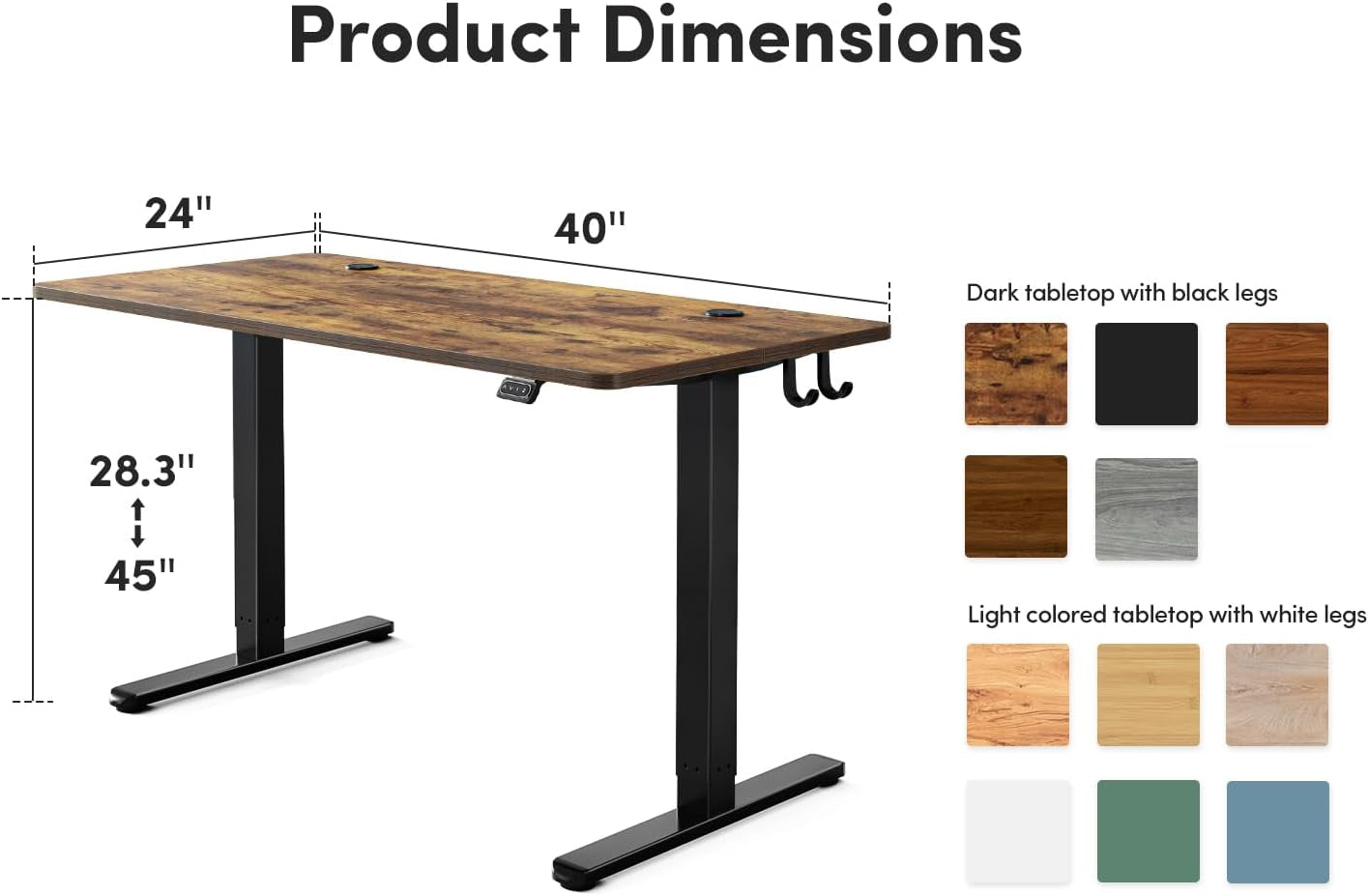 Electric Standing Desk, 40 X 24 Inches Height Adjustable Stand up Desk, Sit Stand Home Office Desk, Computer Desk, Rustic Brown