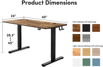 Electric Standing Desk, 40 X 24 Inches Height Adjustable Stand up Desk, Sit Stand Home Office Desk, Computer Desk, Rustic Brown